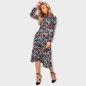 I. Madeline x Lulus Garden Splendor Black Floral Print Dress Size L